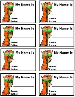 Queen Esther Name Tags