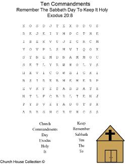 Remember The Sabbath Day To Keep It Holy Word Find Puzzle