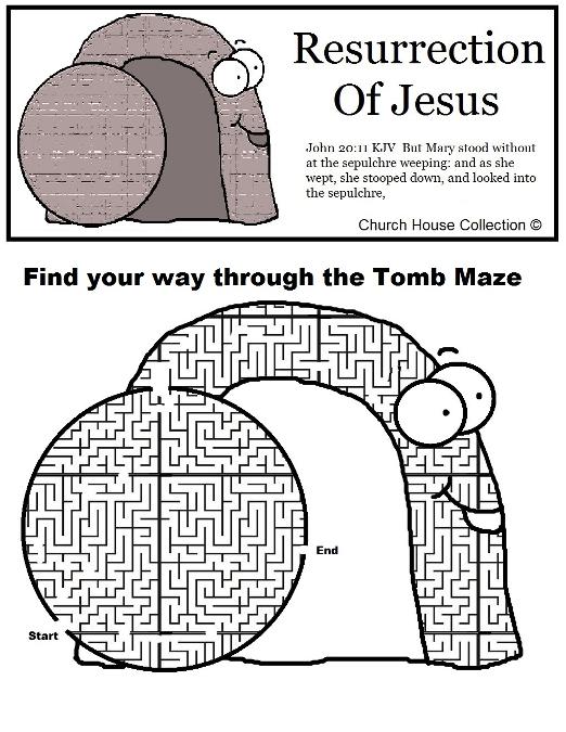 Resurrection Of Jesus Tomb Maze Worksheet Printable Easter Tomb Worksheets by ChurchHouseCollection.com