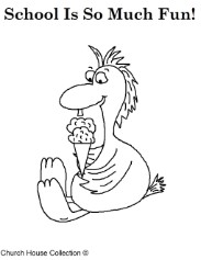 School is so much fun coloring pages Creature Eating Ice Cream