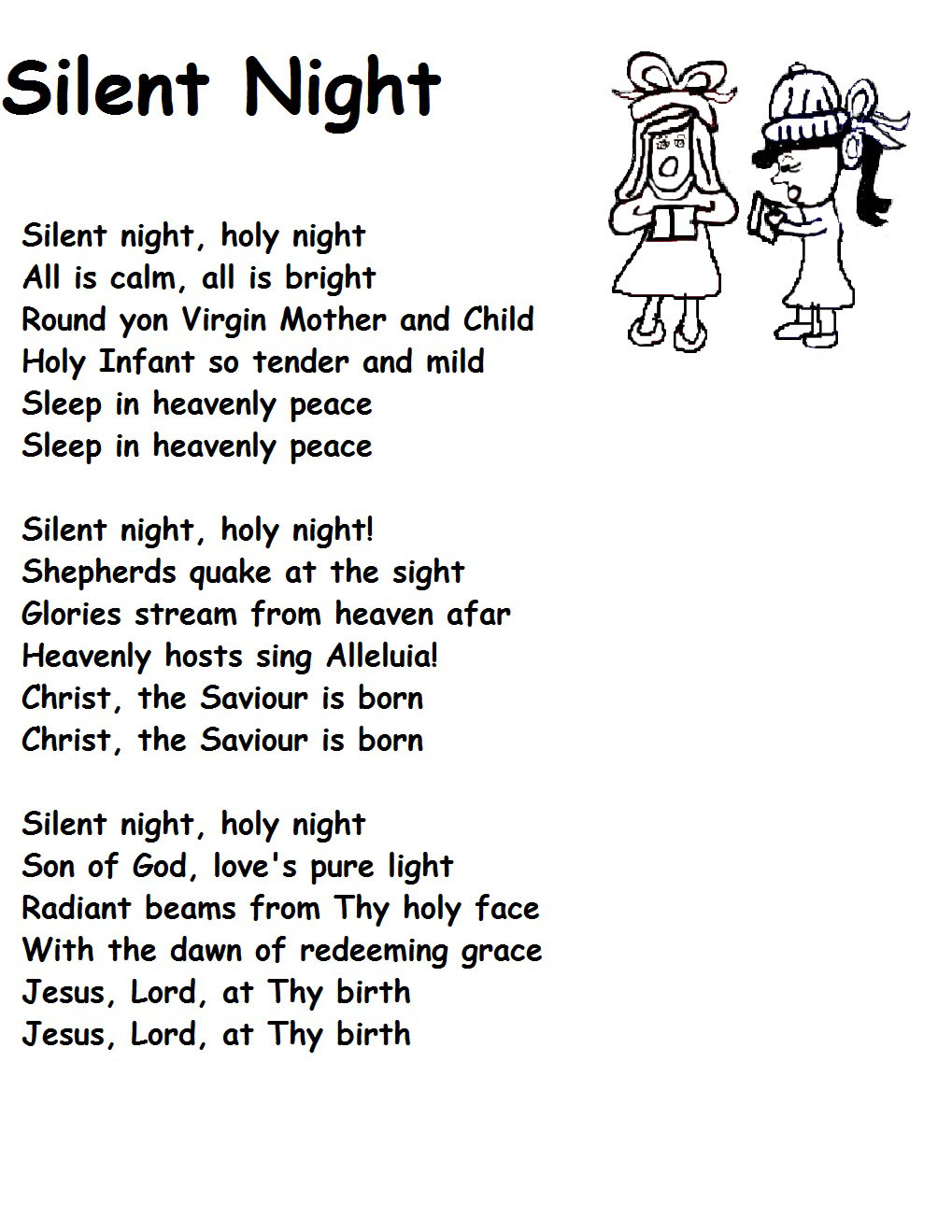 Silent Night Lyrics English Printable