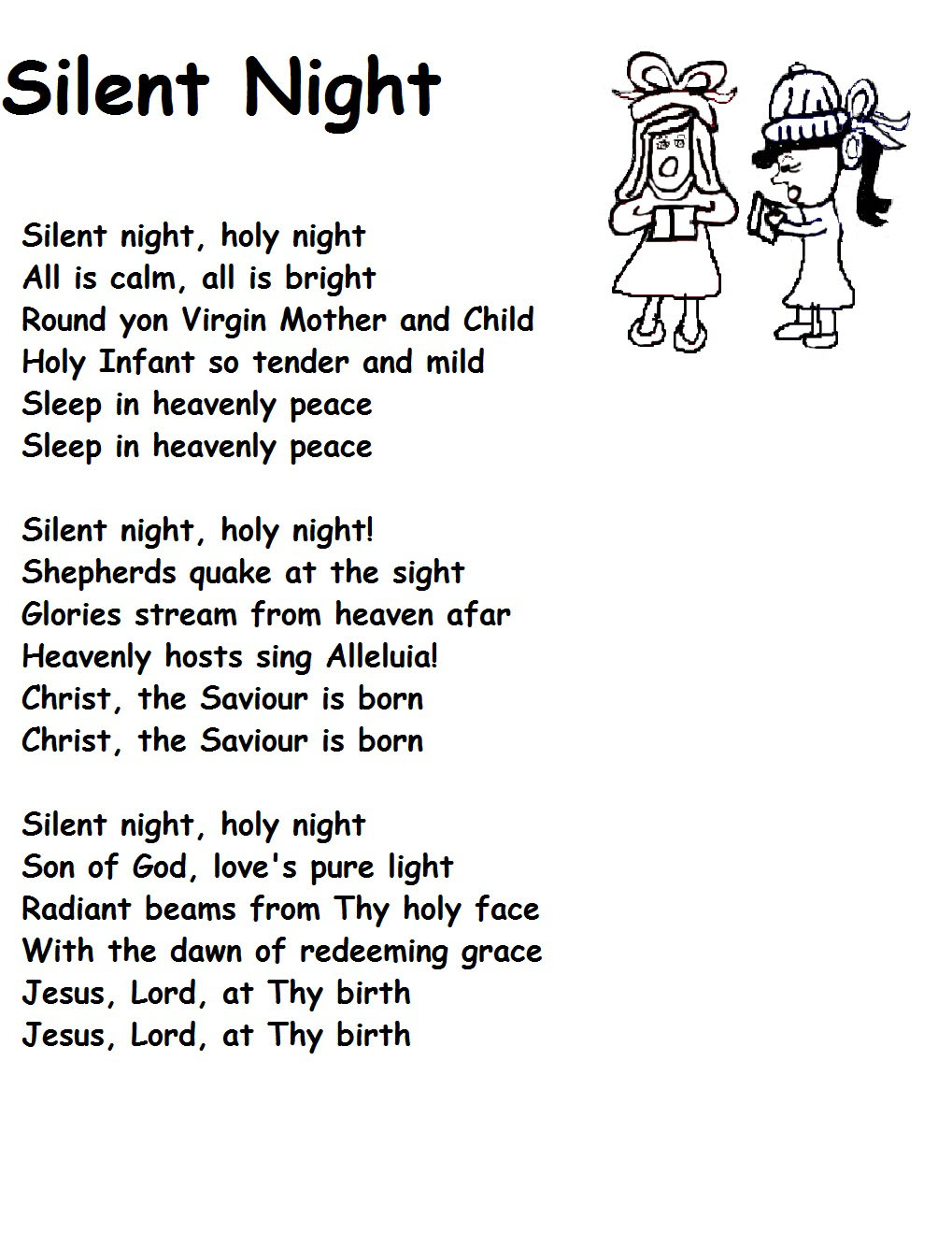 Silent Night Lyrics Printables – Tim's Printables