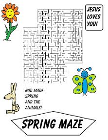 God Made Spring And The Animals Printable Maze by Church House Collection- Sunday School Lessons Plans Free!