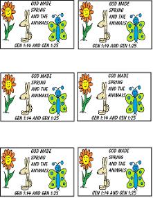 God Made Spring Sunday School Lesson- Printable Template- Flower, Bunny Rabbit, Butterfly
