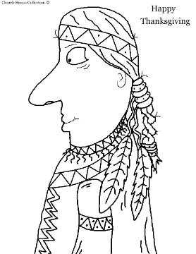 Thanksgiving Indian Coloring Page