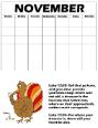 Thanksgiving Legend Turkey Calendar template