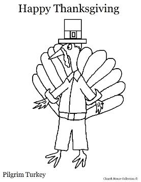 Thanksgiving Pilgrim Turkey Coloring Page