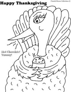 Turkey Drinking Hot Chocolate Coloring Page