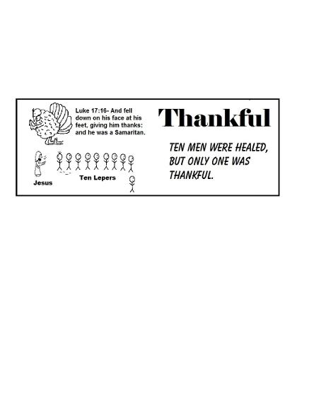 Thanksgiving Turkey One Thankful Man ten lepers bookmark