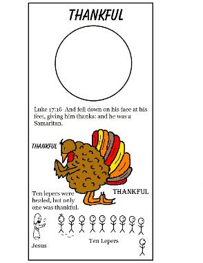 Thanksgiving Turkey One Thankful Man Ten lepers doorknob hanger craft