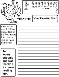 Thanksgiving Turkey One Thankful Man Ten Lepers Writing Paper
