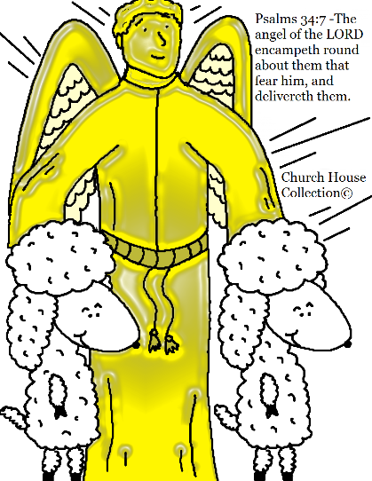 The Angel of The Lord With Sheep Coloring Page by Church House Collection©