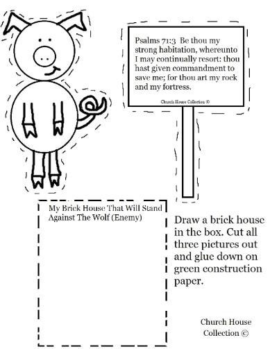The Three Little Pigs and The Big Bad Wolf Activity Sheet For Sunday School Psalms 71:3