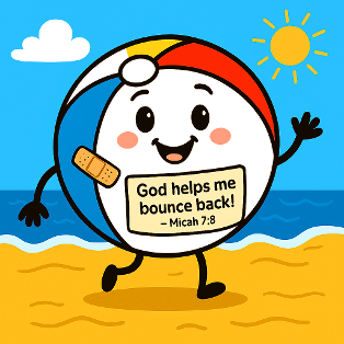 Free Summer Beach Ball Bible Sunday School Craft Preschool Toddler Micah 7:8 God helps me bounce back. 