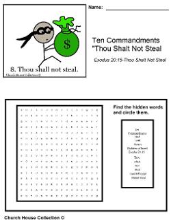 Thou Shalt Not Steal Word Search Puzzle For Ten Commandments