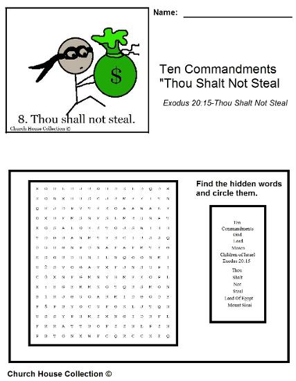 Thou Shalt Not Steal Word Search Puzzle