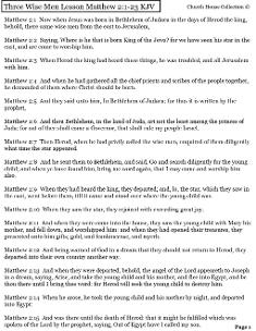 Three Wise Men Sunday School Lesson KJV Page 1