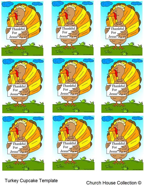 Thanksgiving Turkey Thankful For Jesus Cupcake Template