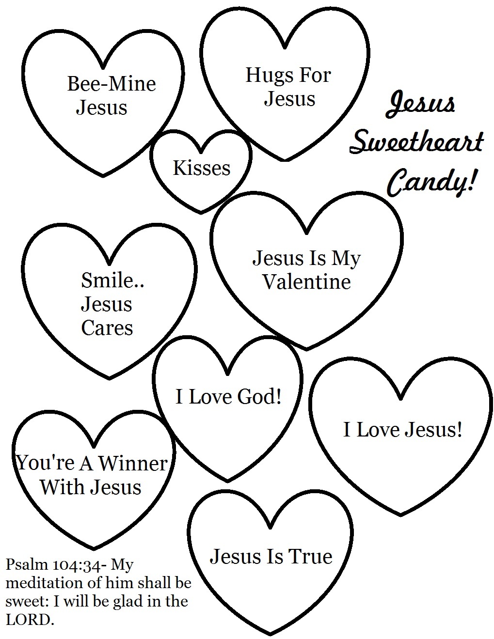 Valentine Day Coloring Pages Sunday School Jesus Sweetheart Candy Free