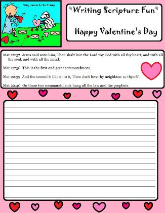 Valentine Activity Page Writing Scripture Fun