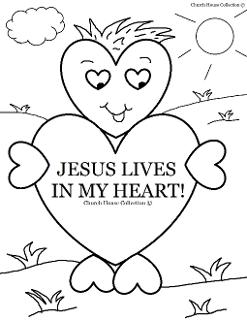 Valentine Jesus Lives In My Heart Coloring Page