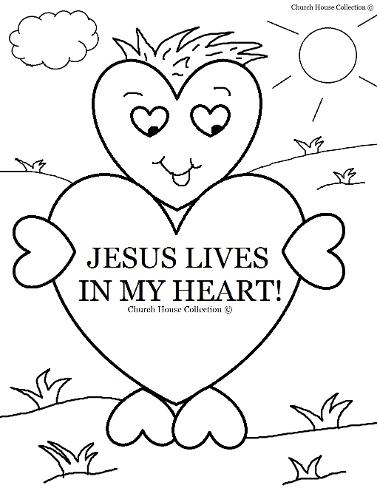 Valentine's Day Coloring Page for Sunday school Jesus Lives In My Heart for Children's Church