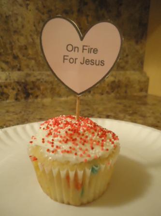 Valentine's Day Sweetheart candy cupcakes on fire for Jesus