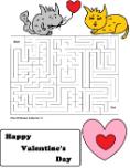 Valentine's Day Chinchilla and Cat Maze For School