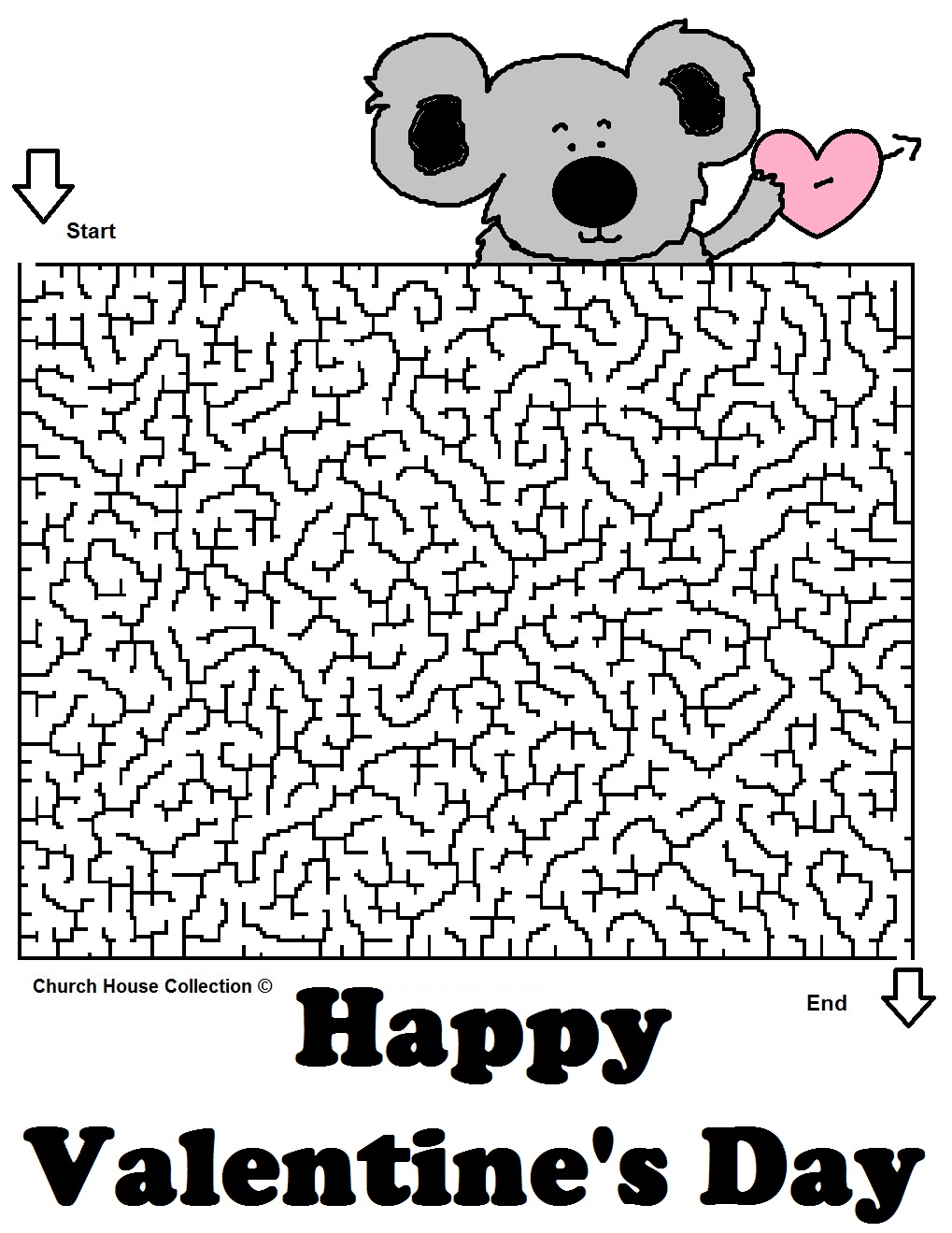 Happy Valentine's Day Maze For School Koala With Heart