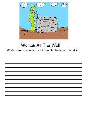 Woman At The Well Bible Writing Activity Sheet