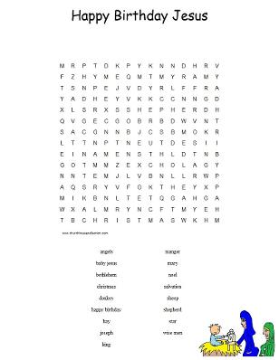 Happy Birthday Jesus  Word Search Puzzle 